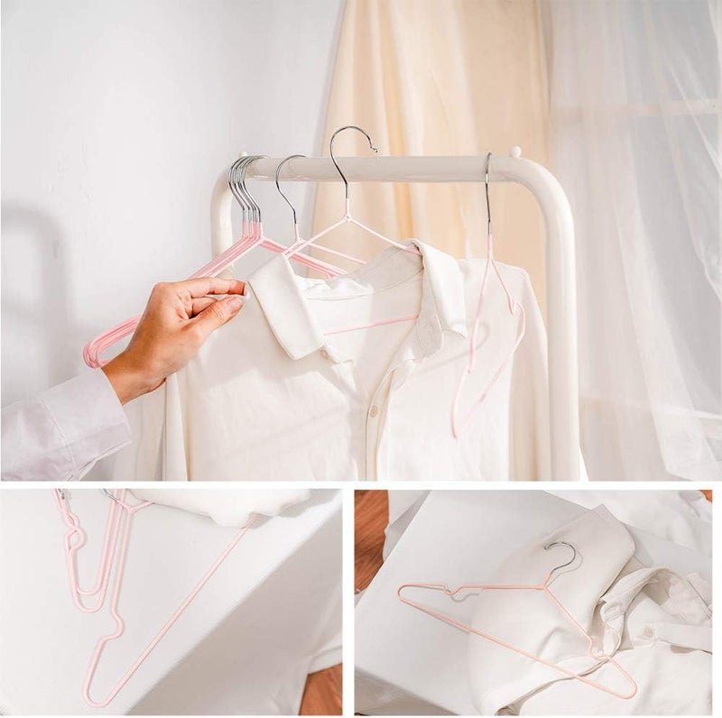 Lomani Colored Steel Clothes Hangers, Non Slip Hangers, Durable Heavy Duty, Coat Hangers, No Shoulder Bump Suit Hangers, Laundry Metal Hangers, Space Saving Adult Clothes Hangers 60 Pack-Random Color - Image 2