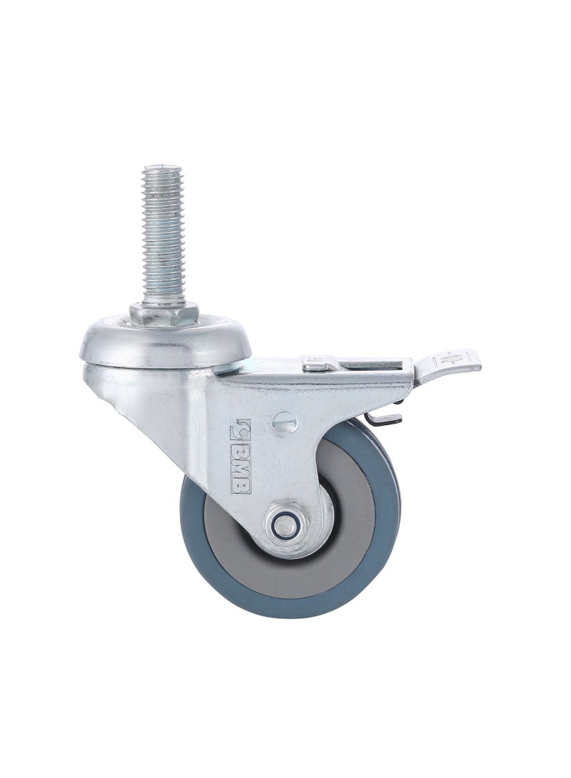 BMB tools 2-Piece 100mm Grey Rubber Caster - Swivel with Brake - Screw M12x30mm - Image 2