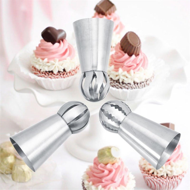 Haofy Russian Flower Icing Nozzles 3Pcs Set Cake Piping Tips For Buttercream Flowers Stainless Steel Icing Tips For Cake Decorating, Cupcakes Cookies Pastry Birthday Baking Supplies - Image 3