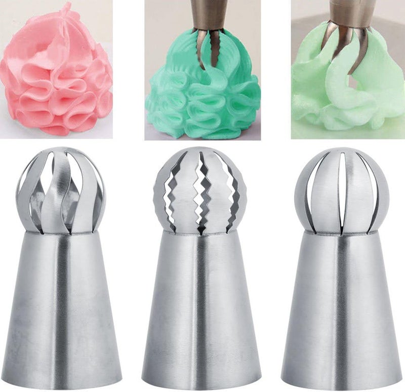 Haofy Russian Flower Icing Nozzles 3Pcs Set Cake Piping Tips For Buttercream Flowers Stainless Steel Icing Tips For Cake Decorating, Cupcakes Cookies Pastry Birthday Baking Supplies - Image 4