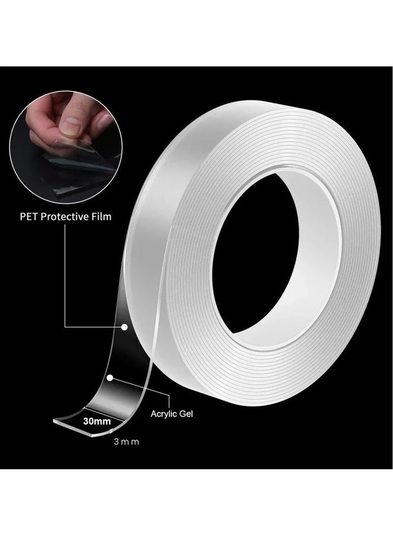 شريط نانو مزدوج الجوانب بسماكة 3 مم | شريط لاصق قوي وشفاف للتثبيت | شريط حائط متين، قابل للغسل، قابل لإعادة الاستخدام، وقابل للإزالة، مناسب للمنزل، المكتب، المطبخ، الحمام، الإطارات، والديكورات المنزلية - Image 4