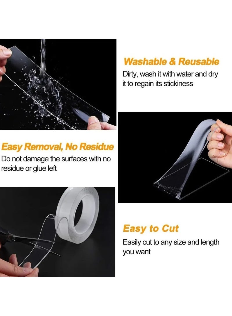 شريط نانو مزدوج الجوانب بسماكة 3 مم | شريط لاصق قوي وشفاف للتثبيت | شريط حائط متين، قابل للغسل، قابل لإعادة الاستخدام، وقابل للإزالة، مناسب للمنزل، المكتب، المطبخ، الحمام، الإطارات، والديكورات المنزلية - Image 5