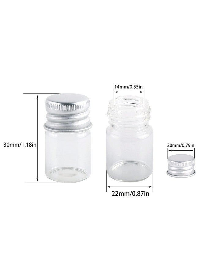 MaxMau Mini Glass Bottles with Screw Caps 5ml 24 Sets Aluminum Top Metal Lids 5 Milliliter Tiny Vials Small Jars DIY Storage Art Craft Decor - Image 2