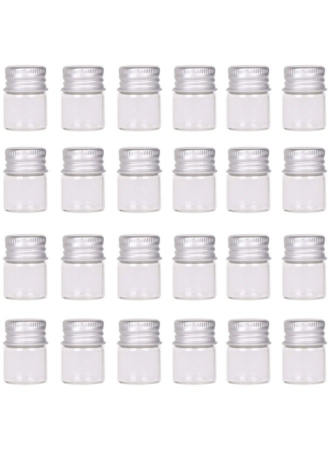 MaxMau Mini Glass Bottles with Screw Caps 5ml 24 Sets Aluminum Top Metal Lids 5 Milliliter Tiny Vials Small Jars DIY Storage Art Craft Decor - Image 1