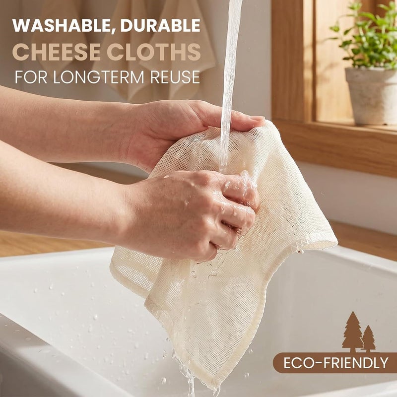 Cheese Cloths, Unbleached Reusable Fine Mesh | Cheesecloth Cotton Nut Milk Strainer | for Juicing Soy Milk Yogurt Making DIY Drinks Crafts - Image 5