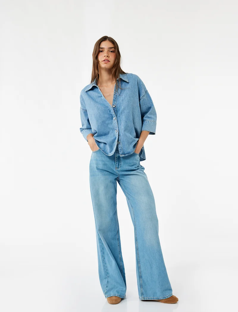 Koton  Short Sleeve Jean Shirt for Women | Best Price UAE