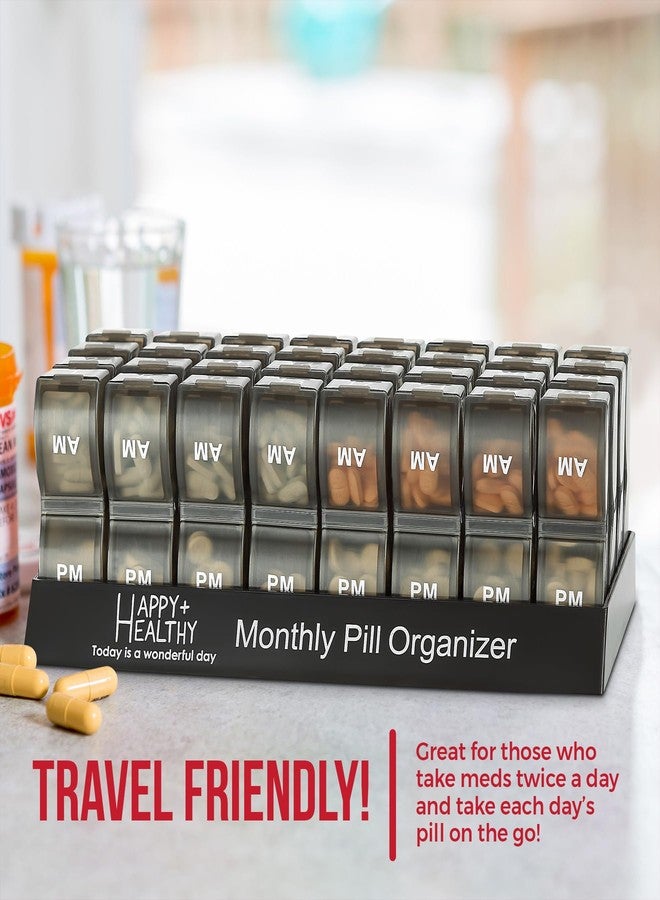 MEDca Monthly Pill Organizer - Am/Pm Daily Pill Organizer 32 Compartments for Each Day, Pill Dispenser and Dispenser Caddy that Helps You Organize Your Life, Perfect for Supplements and Medication, Black - Image 4