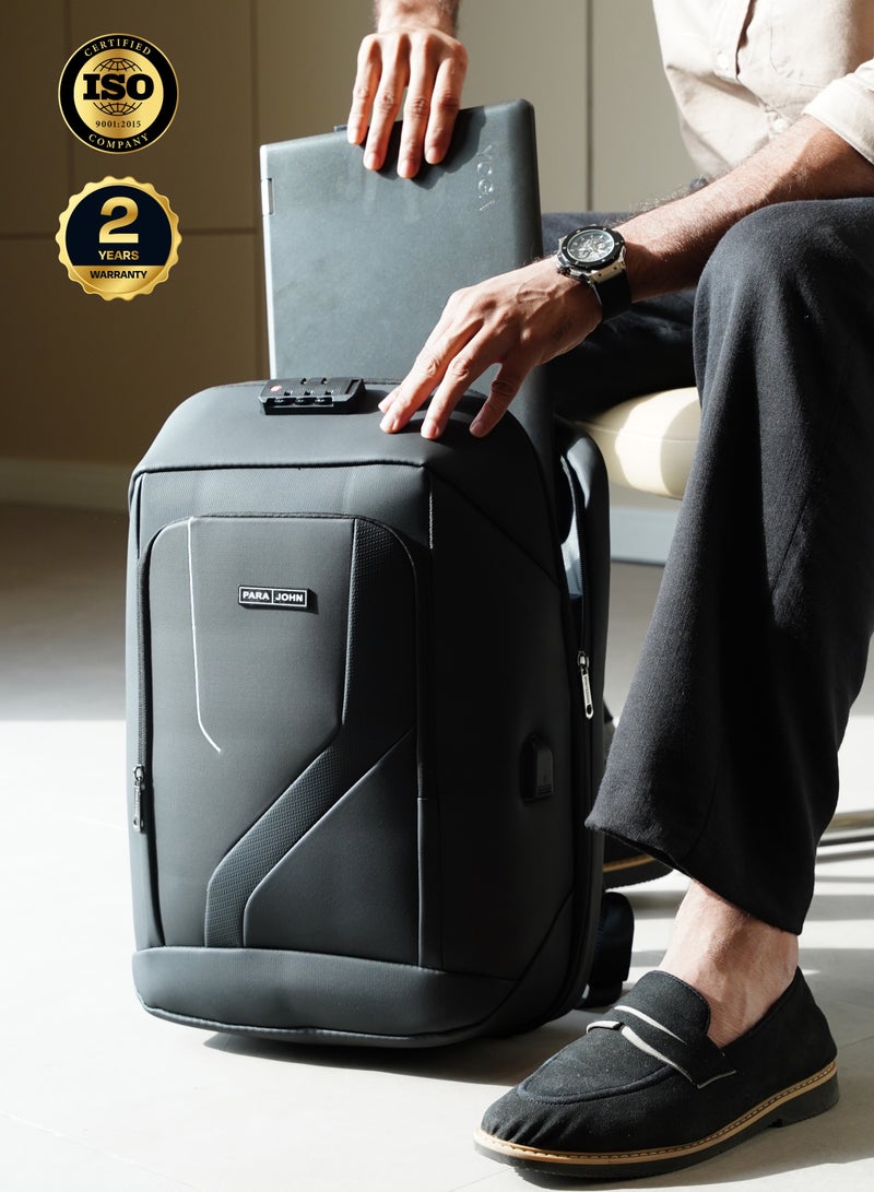 بارا جون حقيبة ظهر  بسحاب واسع قابلة للتنظيم بسعة  لتر من النايلون الفاخر مقاومة للماء للاستخدام اليومي والسفر والمكتب وحمل اللابتوب للرجال والنساء - أسود - Image 4