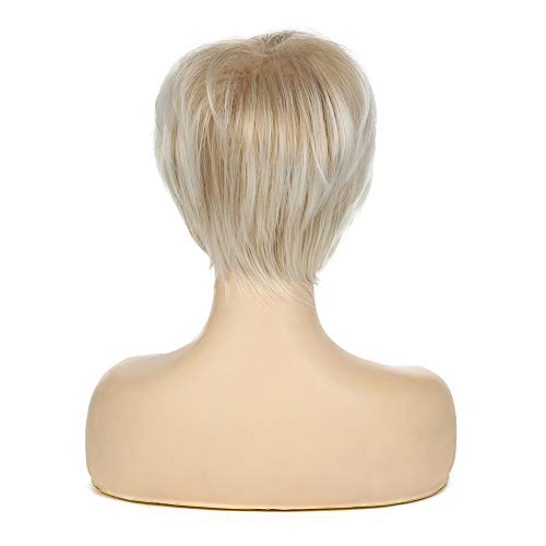 Baruisi Short Blonde Pixie Wig for Women: Heat Resistant Synthetic Fiber, Layered Natural Wig with Bangs, Average Size - Image 5