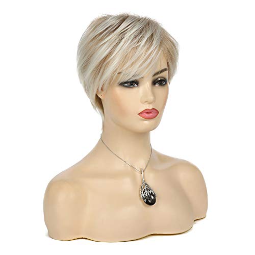 Baruisi Short Blonde Pixie Wig for Women: Heat Resistant Synthetic Fiber, Layered Natural Wig with Bangs, Average Size - Image 4