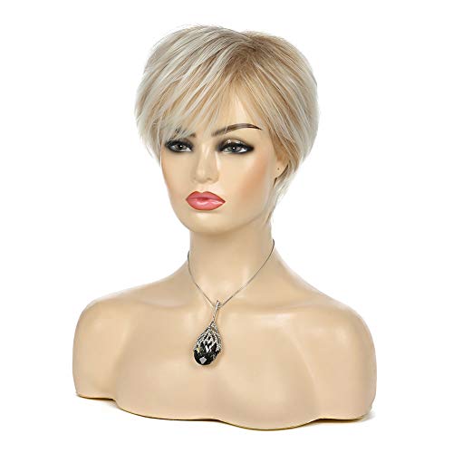 Baruisi Short Blonde Pixie Wig for Women: Heat Resistant Synthetic Fiber, Layered Natural Wig with Bangs, Average Size - Image 3