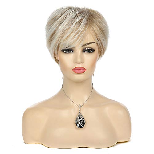 Baruisi Short Blonde Pixie Wig for Women: Heat Resistant Synthetic Fiber, Layered Natural Wig with Bangs, Average Size - Image 2