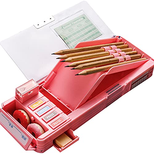 Minache Multifunction Pencil Case, Pencil Box with 2 Compartments for Students - Cartoon Pattern Stationery Set with Pop Out Scissors and Pencil Sharpener (one size, style 6) - Image 5