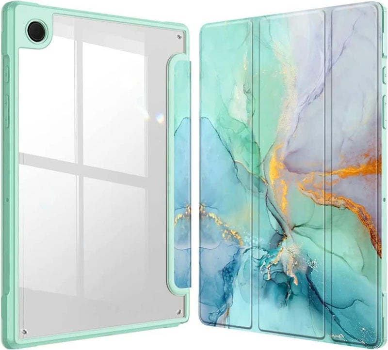SYOSI Comptible For Samsung Galaxy Tab A8 Case, Hybrid Slim Case For 10.5 Inch 2022 Model Sm-X200, X205, X207 , Shockproof Cover With Clear Transparent Back Shell, Auto Wake Sleep Emerald Marble - Image 1