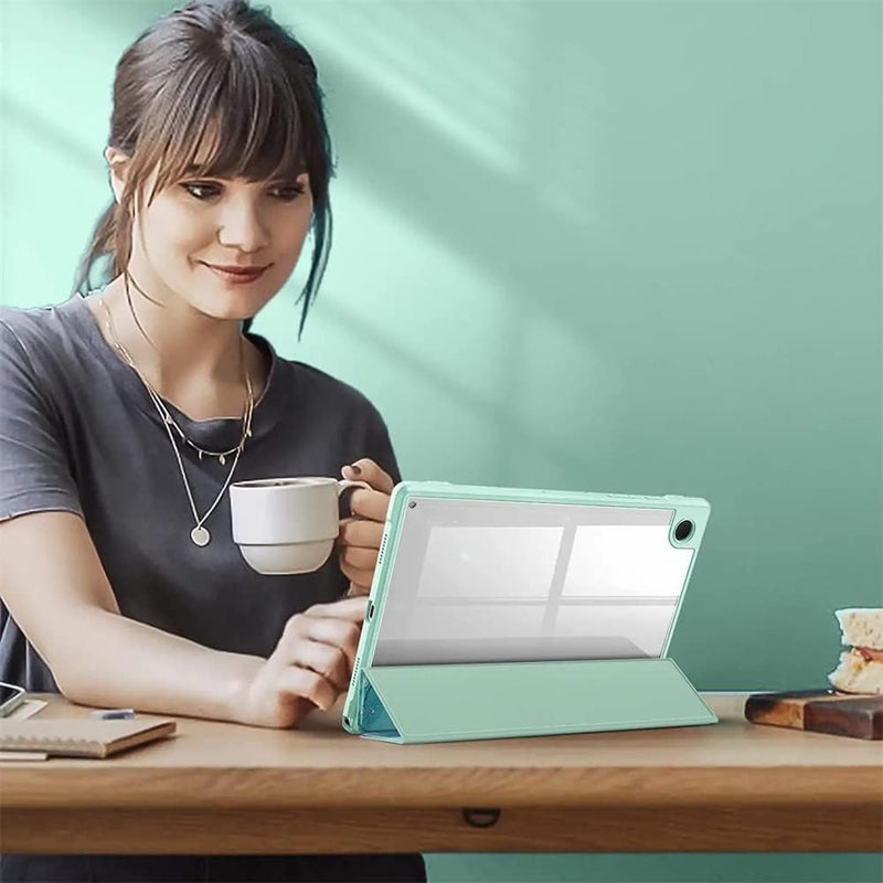 SYOSI Comptible For Samsung Galaxy Tab A8 Case, Hybrid Slim Case For 10.5 Inch 2022 Model Sm-X200, X205, X207 , Shockproof Cover With Clear Transparent Back Shell, Auto Wake Sleep Emerald Marble - Image 3