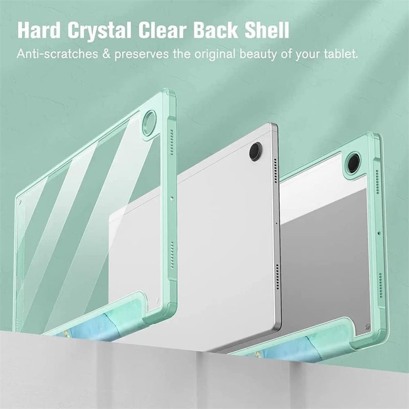 SYOSI Comptible For Samsung Galaxy Tab A8 Case, Hybrid Slim Case For 10.5 Inch 2022 Model Sm-X200, X205, X207 , Shockproof Cover With Clear Transparent Back Shell, Auto Wake Sleep Emerald Marble - Image 4
