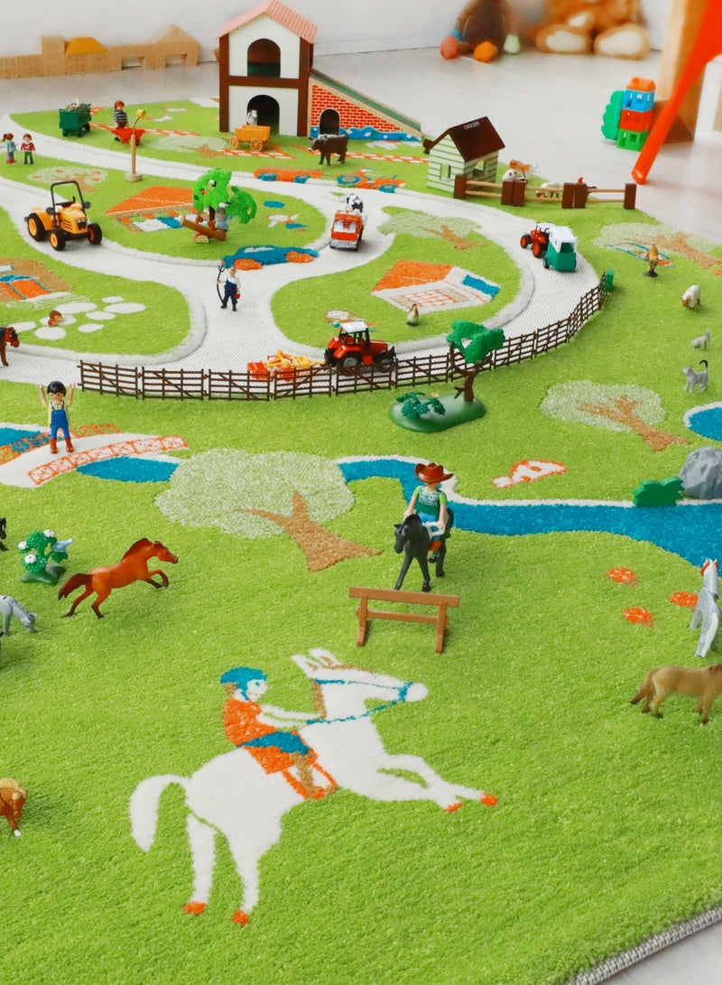 IVI 3D Play Carpet Farm Design - XL | Green | Activity Playmat for Kids & Children | Bedroom, Living Room, Nursery Rug | Polypropylene | Foldable | 230 cm x 160 cm - Image 3