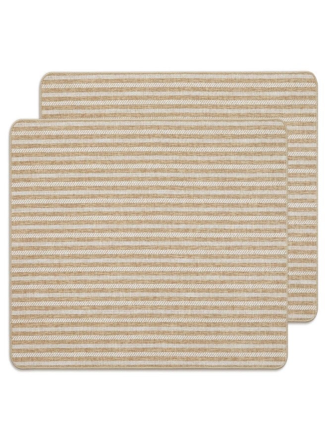 MatEssenz 2 Pack 2x3 Indoor Door Mat, Non Slip Entryway Rug with Rubber Backing, Washable Front Door Rug, Low Profile Dirt Trapper Woven Mat for Double Door, Mudroom, Patio, Khaki - Image 1