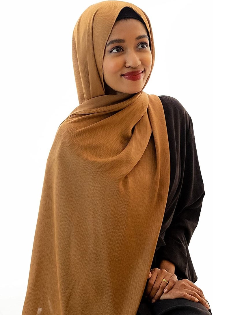 Chiffon Head Wraps for Women - Solid Color Fashion Bubble Chiffon Scarf Hijab - Image 3