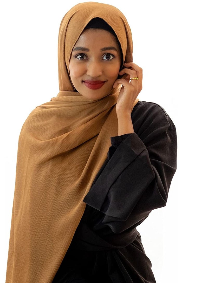 Chiffon Head Wraps for Women - Solid Color Fashion Bubble Chiffon Scarf Hijab - Image 1