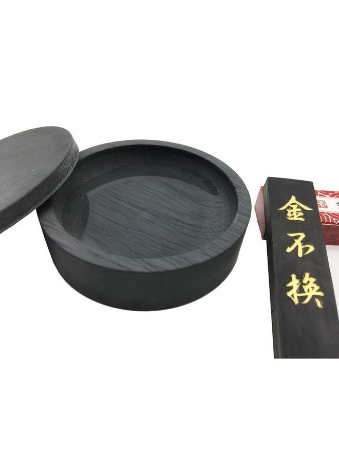 Easyou Ink Stone for Chinese Calligraphy Natural Stone Wavy with Cover 4"+ ink stick 1pcs - Image 3