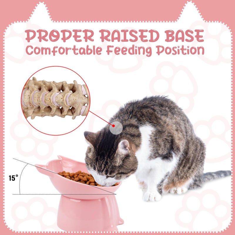 Hoemwarm 3 Pcs Elevated Cat Bowls 15Â°Raised Cat Food Bowl with Silicone Mat Whisker Friendly Anti Vomiting Cats Dishes Pet Food and Water Bowls for Indoor Cats Kittens - Image 2