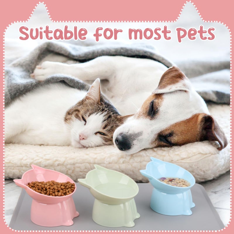Hoemwarm 3 Pcs Elevated Cat Bowls 15Â°Raised Cat Food Bowl with Silicone Mat Whisker Friendly Anti Vomiting Cats Dishes Pet Food and Water Bowls for Indoor Cats Kittens - Image 5