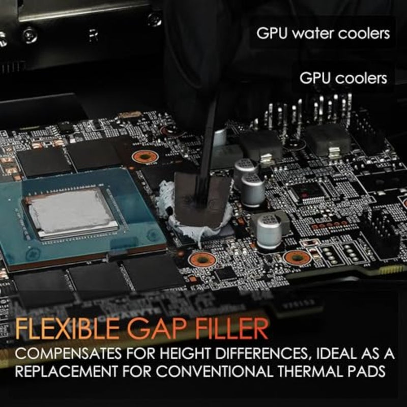 تطبيقات GPU وPCB: معجون حراري غير موصل للكهرباء، قائم على السيليكون، رمادي، تعويض ارتفاع 0.23.0 مم، نطاق تشغيل من -40 درجة مئوية إلى +120 درجة مئوية - Image 3