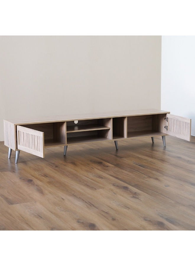 DANUBE HOME Alfa Large Tv Cabinet Upto 80 Inches Entertainment Wall Tv Unit Wooden Tv Stand Shelf Media Console Table For Living Room L 200x40x44.5 Cm Sonoma Oak - Image 4