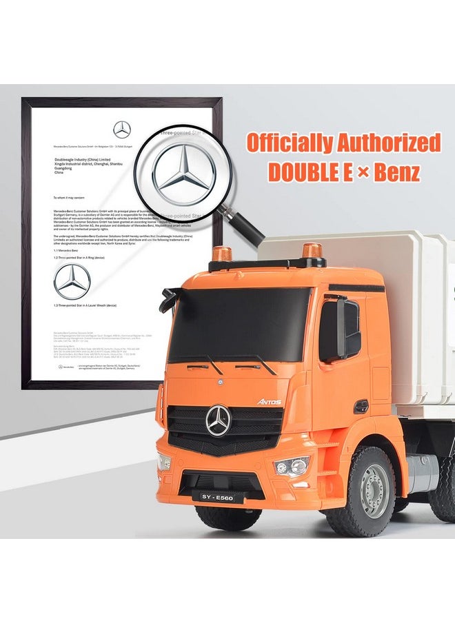 Double E - Benz Licensed Remote Control Garbage Truck Electric Recycling Toy Set With Trash Bin Real Lights Rechargeable Waste Management Trash Truck Toys Gift For Kids - Image 1
