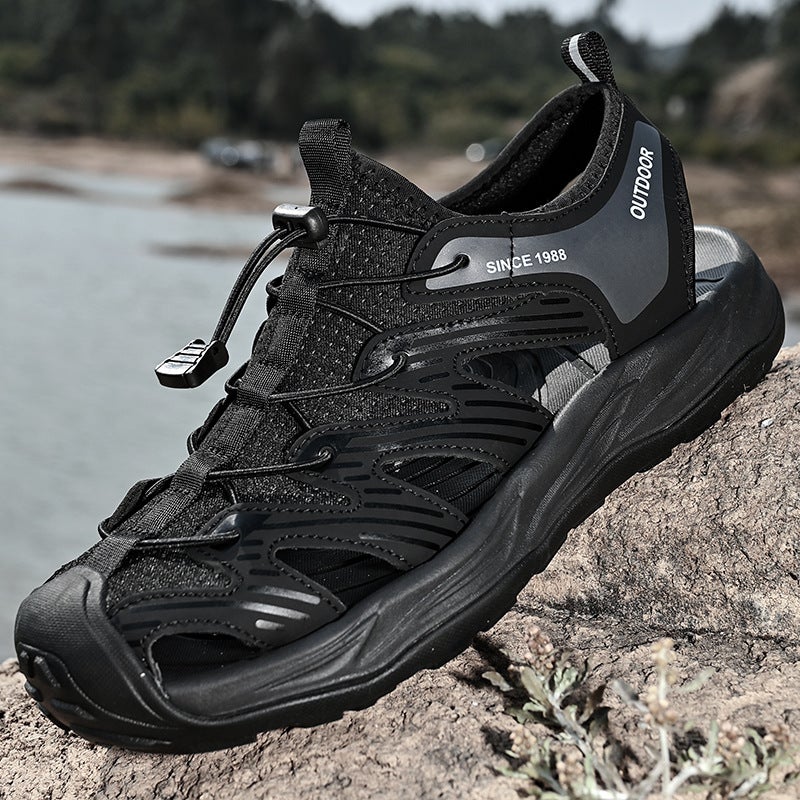 2025 Summer A Generation Of Hair Fashion Elastic Sandals Outdoor Casual Men'S Shoes Plus Size 38-46 Beach Sandals - Image 1