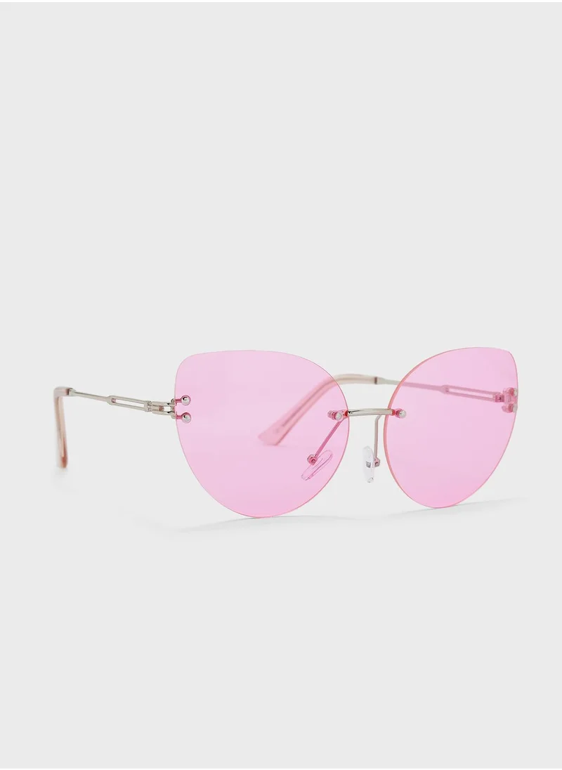 جينجر Rimless Cat Eye Sunglasses