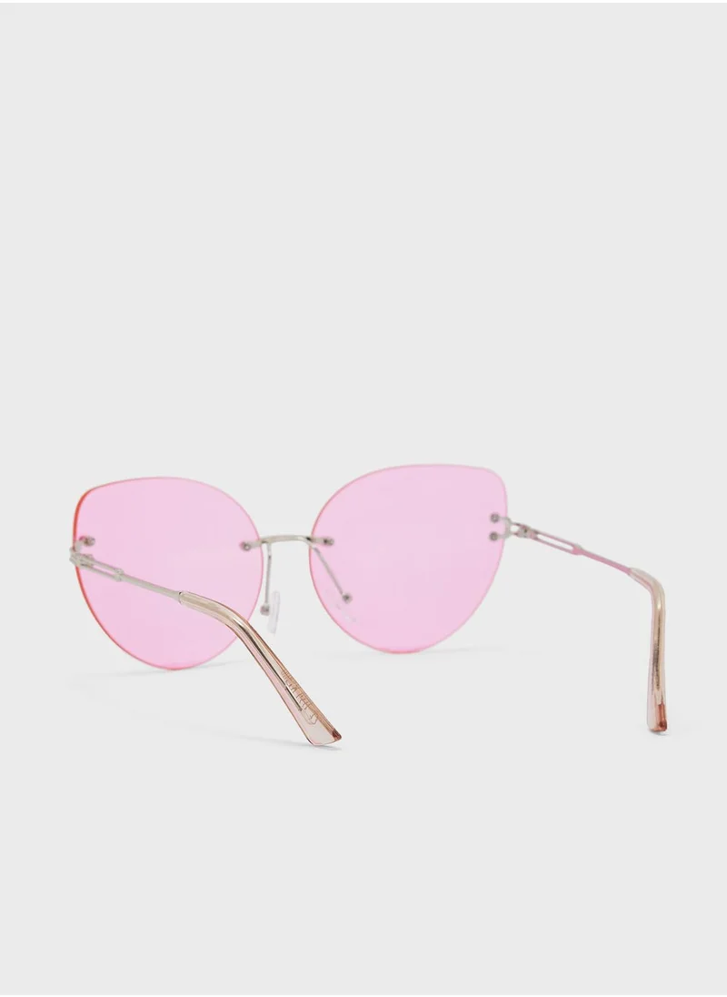 جينجر Rimless Cat Eye Sunglasses