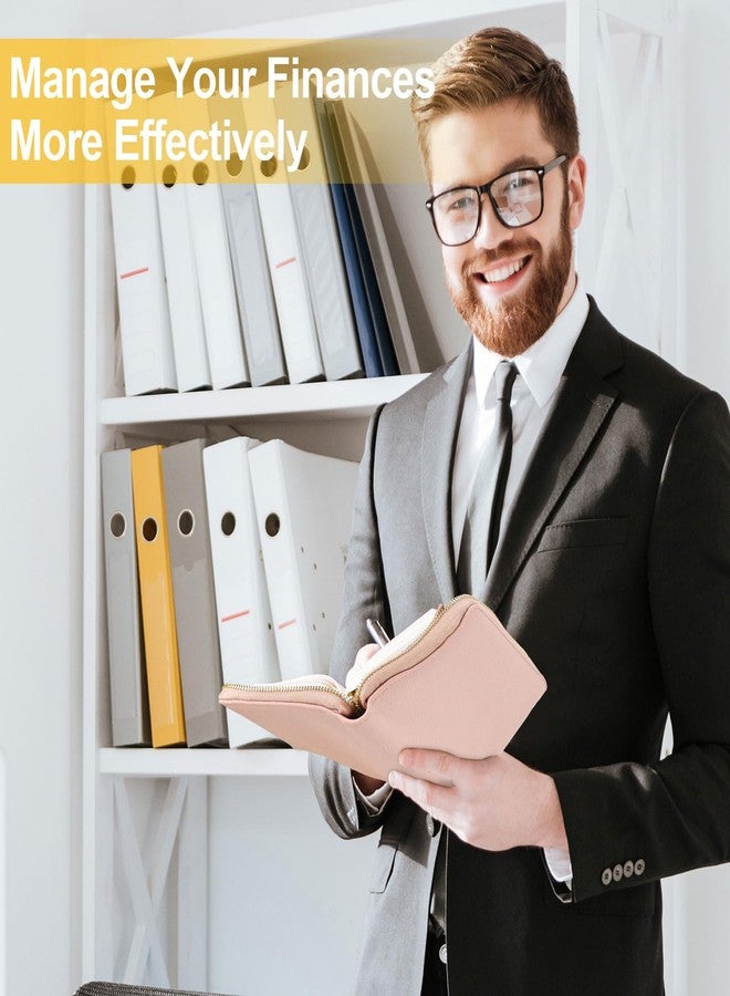MultiBey A7 Leather Budget Binder Cash Envelopes System Wallet Budget Planner PU Leather Cover Notebook with Zipper 6 Rings Refillable Money Wallet Organizer for Cash Budgeting and Saving (Only Binder-Pink) - Image 5