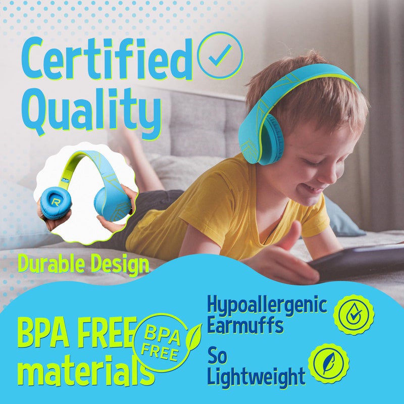 PowerLocus Kids Headphones Over-Ear, Bluetooth Wireless Headphones for Kids,with Microphone, Safe 85DB Volume Limited, Foldable with Carry Case, Audio Cable, Micro SD mode for Online Classes,PC,Phones - Image 3