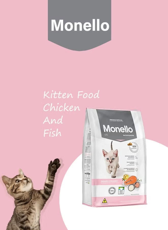 MONELLO Cat Kitten Chicken & Salmon Dry Food 1Kg - Image 2