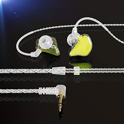 BASN Bmaster Noise Isolating in Ear Monitor Earphones, 1BA+2DD Hybrid Balanced Armature Driver IEM Headphones with Two Detachable MMCX Cables (Yellow) - Image 5