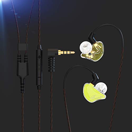 BASN Bmaster Noise Isolating in Ear Monitor Earphones, 1BA+2DD Hybrid Balanced Armature Driver IEM Headphones with Two Detachable MMCX Cables (Yellow) - Image 4