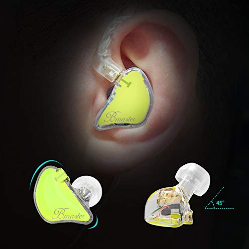 BASN Bmaster Noise Isolating in Ear Monitor Earphones, 1BA+2DD Hybrid Balanced Armature Driver IEM Headphones with Two Detachable MMCX Cables (Yellow) - Image 2