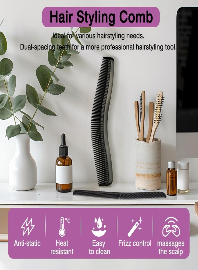 Zoolinn Multifunction Hair Grooming Set of 2 - Black, Double-Sided Combs - Wide & Fine Teeth for Professional Styling, Unisex - Image 3