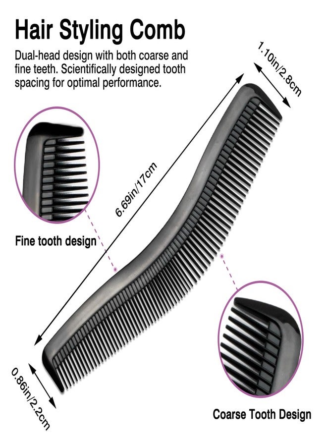 Zoolinn Multifunction Hair Grooming Set of 2 - Black, Double-Sided Combs - Wide & Fine Teeth for Professional Styling, Unisex - Image 4