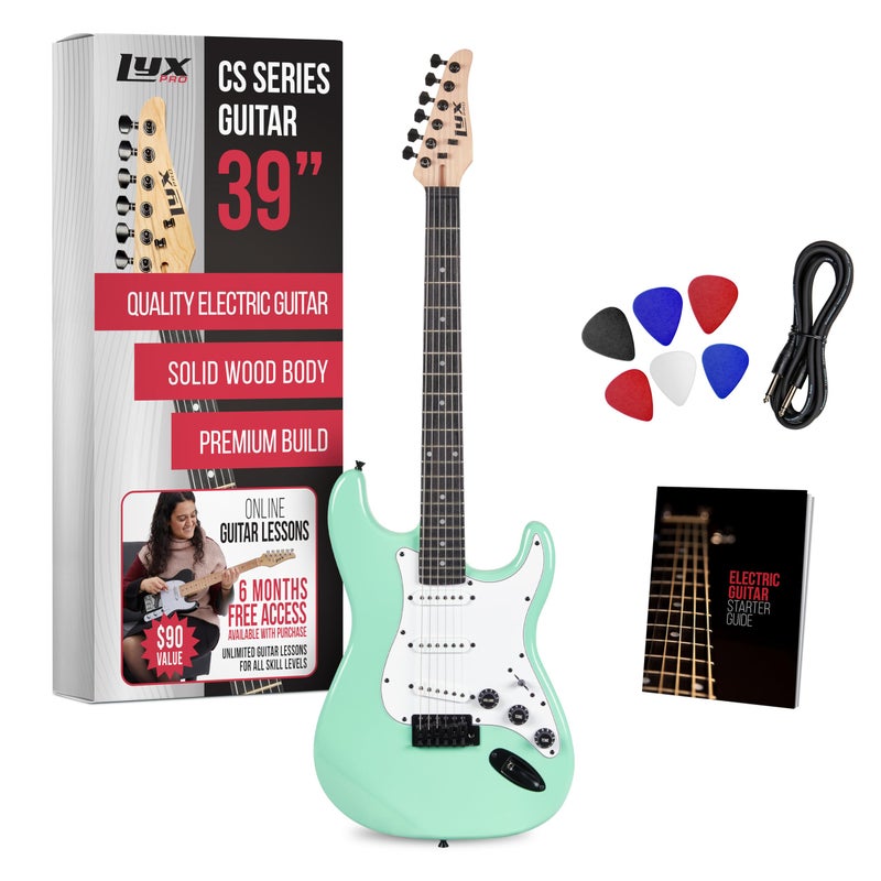 LyxPro CS 39â€ Electric Guitar Kit for Beginner, Intermediate & Pro Players with Guitar, Amp Cable, 6 Picks & Learnerâ€™s Guide | Solid Wood Body, Volume/Tone Controls, 5-Way Pickup - Green - Image 1