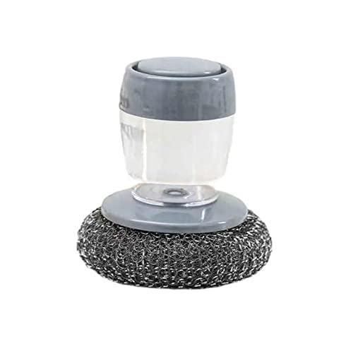 Dhruheer Soap Dispensing Palm Scrub Brush, Washing Brush for Dishes Pots Pans Sink Cleaning, Kitchen Scrubber Storage Stand Set - Image 1