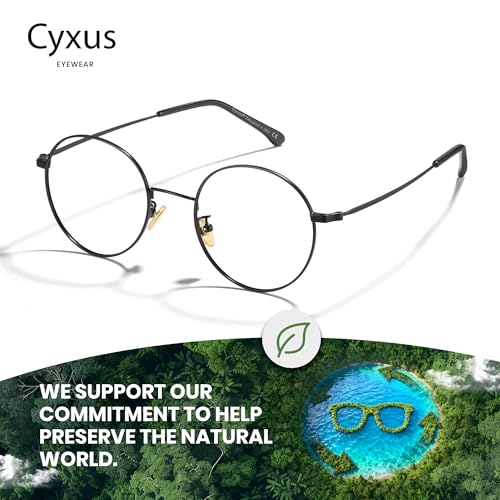 Cyxus Blue Light Glasses for Men Women Round Wire Frame UV Blocking Computer Glasses Clear Lens Metal Ultra Light Eyewear - Image 5