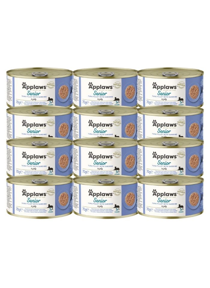 آبلاوس طعام القطط المسنة الرطب من أبلوز مع شرائح التونة والسردين - 70 جم × 12 علبة - Image 1