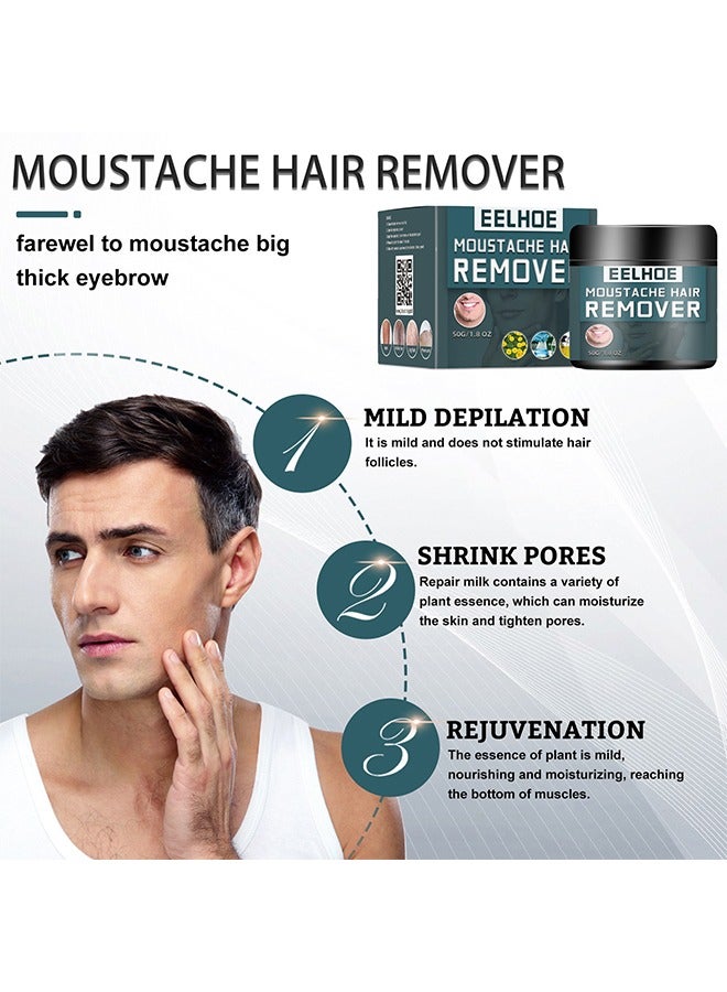 EELHOE Moustache Hair Remover - Hair Remover Cream for Men Fast & Effective Men's Underarm Chest Back Legs and Arms - Image 3