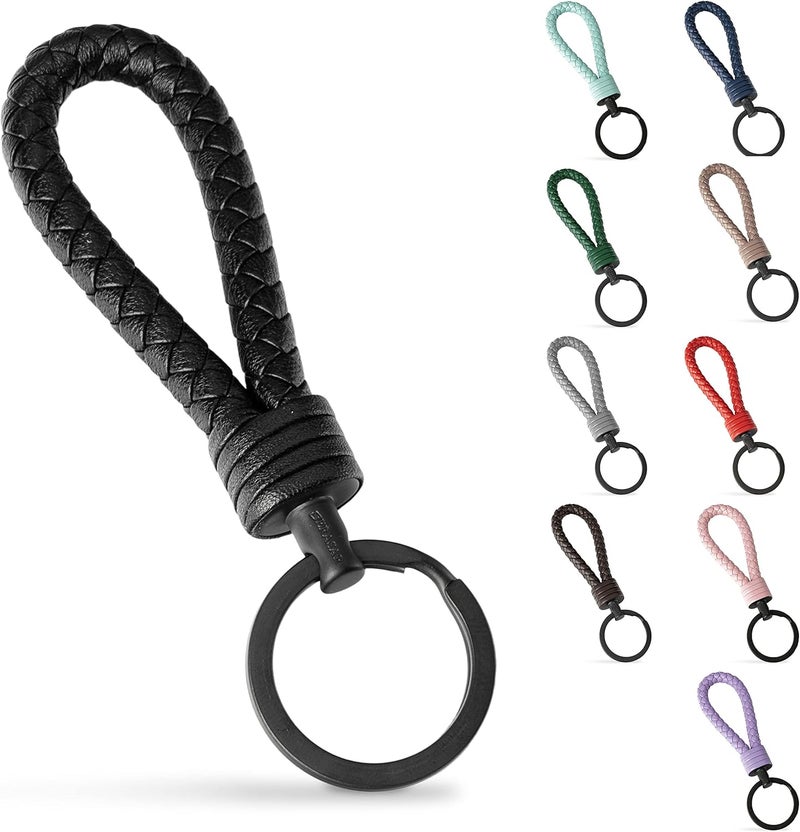 SERASAR Keychain Leather with Stainless Steel Keyring - Additional Rings for small Keys - Ideal for Car, Motorcycle, Bike and House - With Gift Box for Men & Women - Image 1