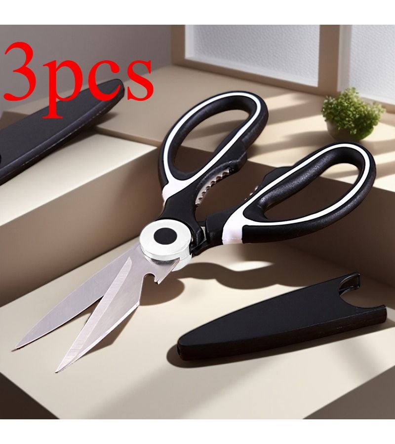 Stainless Steel Multi-Purpose Scissors Black And White Wear Resistant Sharp For Cutting Chicken Bones And Cracking Nuts - Image 1