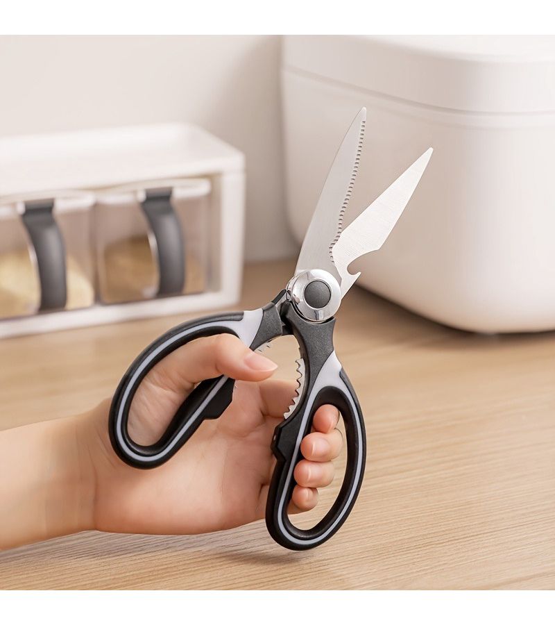 Stainless Steel Multi-Purpose Scissors Black And White Wear Resistant Sharp For Cutting Chicken Bones And Cracking Nuts - Image 2
