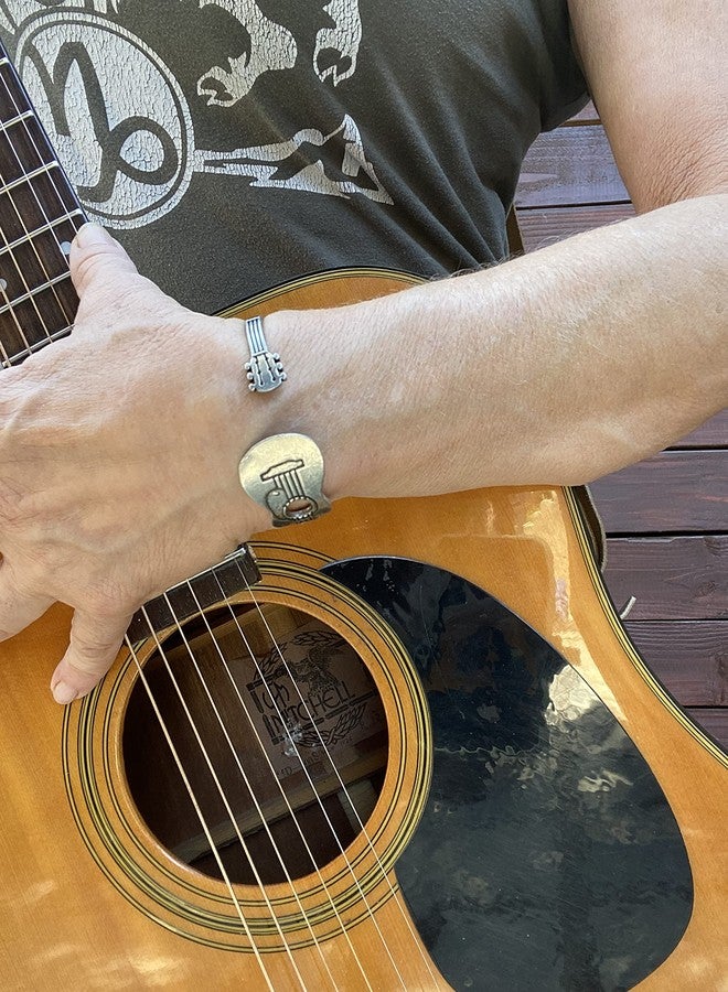 Whitney Howard Designs Guitar Cuff Bracelet for Men or Women - Adjustable Pewter Musician Jewelry - Christmas Gift for Guitar Players - Image 2
